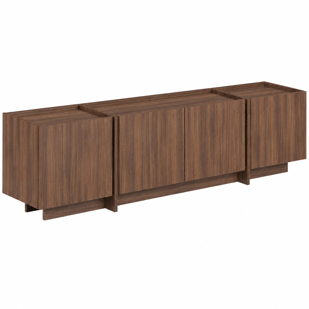 Eleganter Fernsehschrank Milano in Walnuss, 180x46x35 cm | Robuste 18 mm MDF mit Melaminbeschichtung | Soft-Close-Scharniere für stilvolles Wohnzimmer