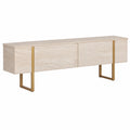 Moderner TV-Schrank 180 cm in Travertin und Gold, Melaminbeschichtet, Glamour-Design