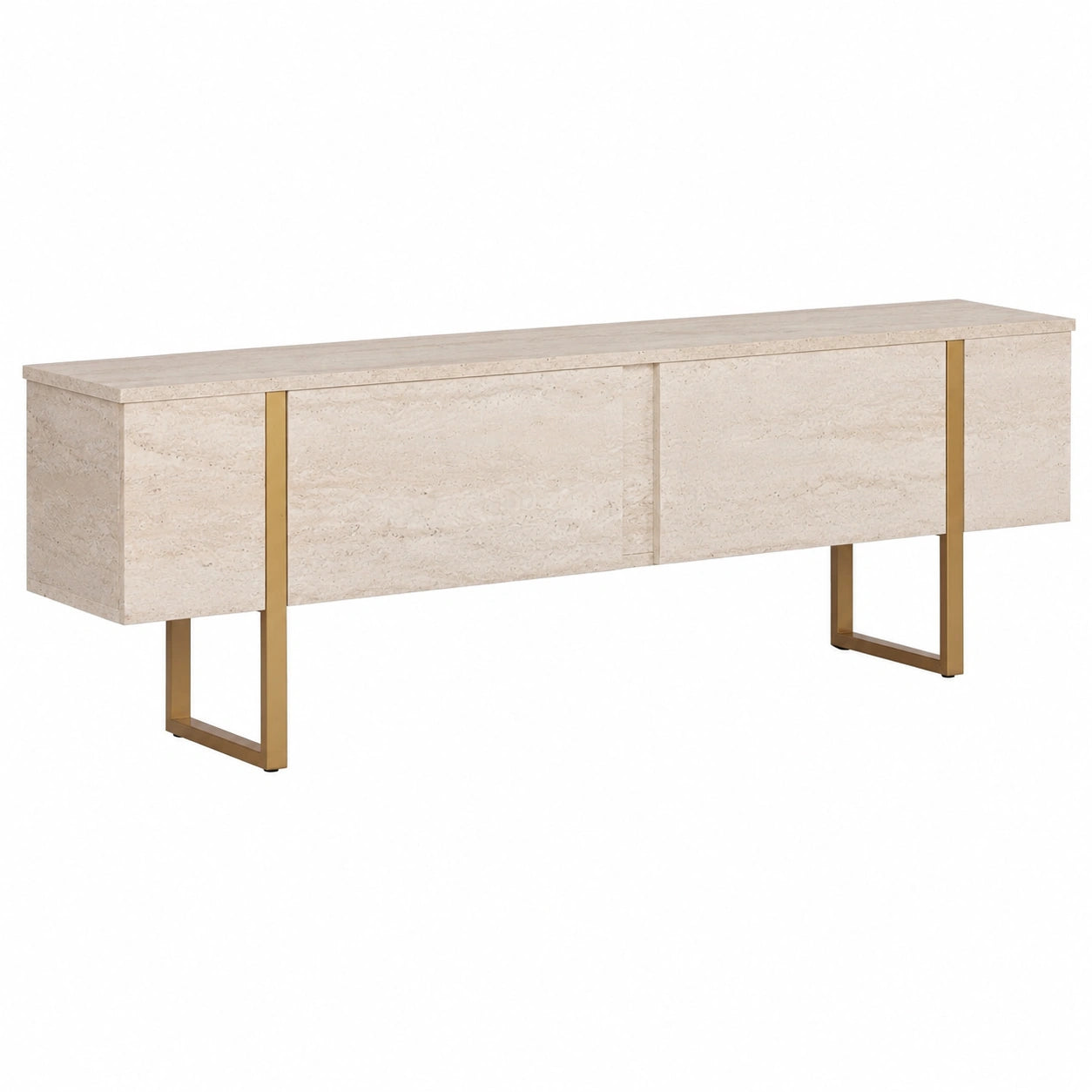 Moderner TV-Schrank 180 cm in Travertin und Gold, Melaminbeschichtet, Glamour-Design