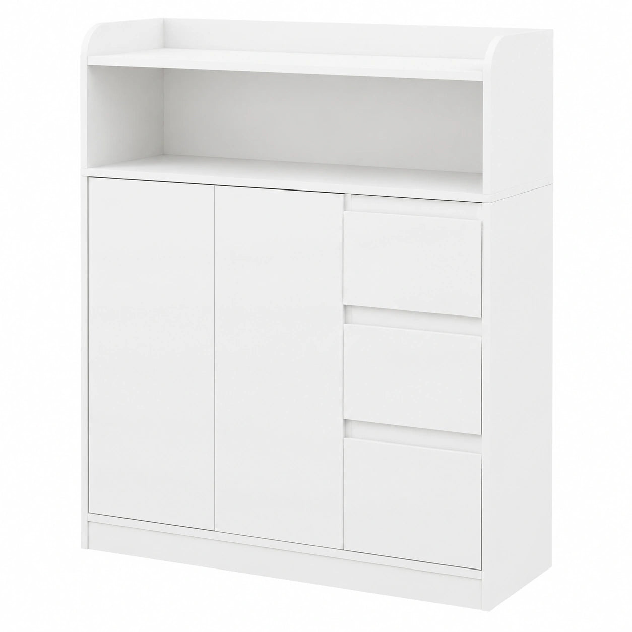 ANWBROAD Mehrzweck-Badezimmerschrank in Weiß, mit verstellbaren Ablagen und 4 Schubladen, ideal für Bad, Küche und Wohnzimmer, 110x80x30 cm