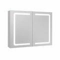 Bad Spiegelschrank mit LED-Beleuchtung und Steckdose, 80 cm breit, Schwarz, Dimmbar, Antibeschlag, 2 Türen