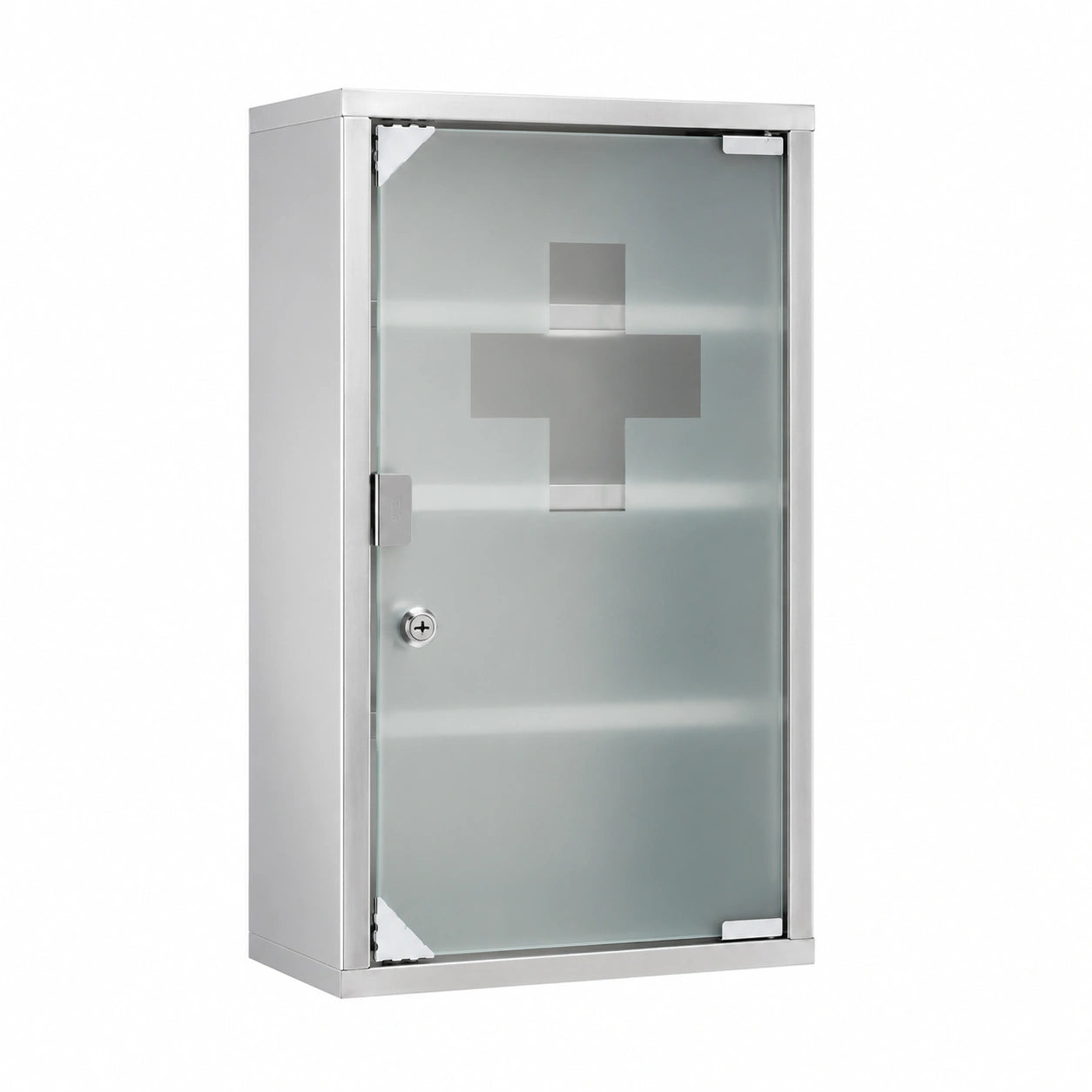 ACXIN Edelstahl-Medizinschrank, 4 Fächer, abschließbar, 30x12x57,5 cm, für Wandmontage, silber