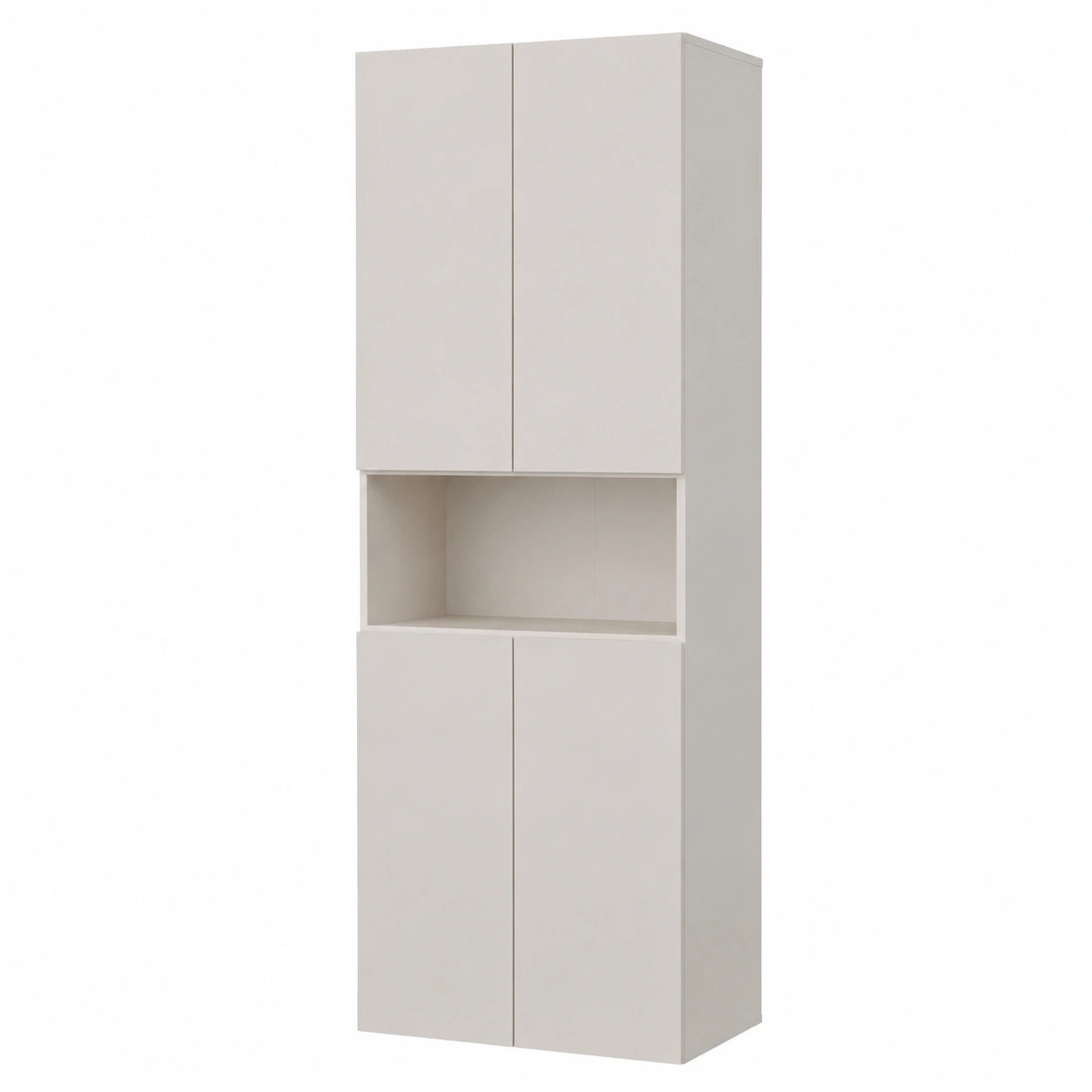 Universeller Badezimmerschrank mit Wäschekorb, Hochregal und offenen Fächern, 174x60x30 cm