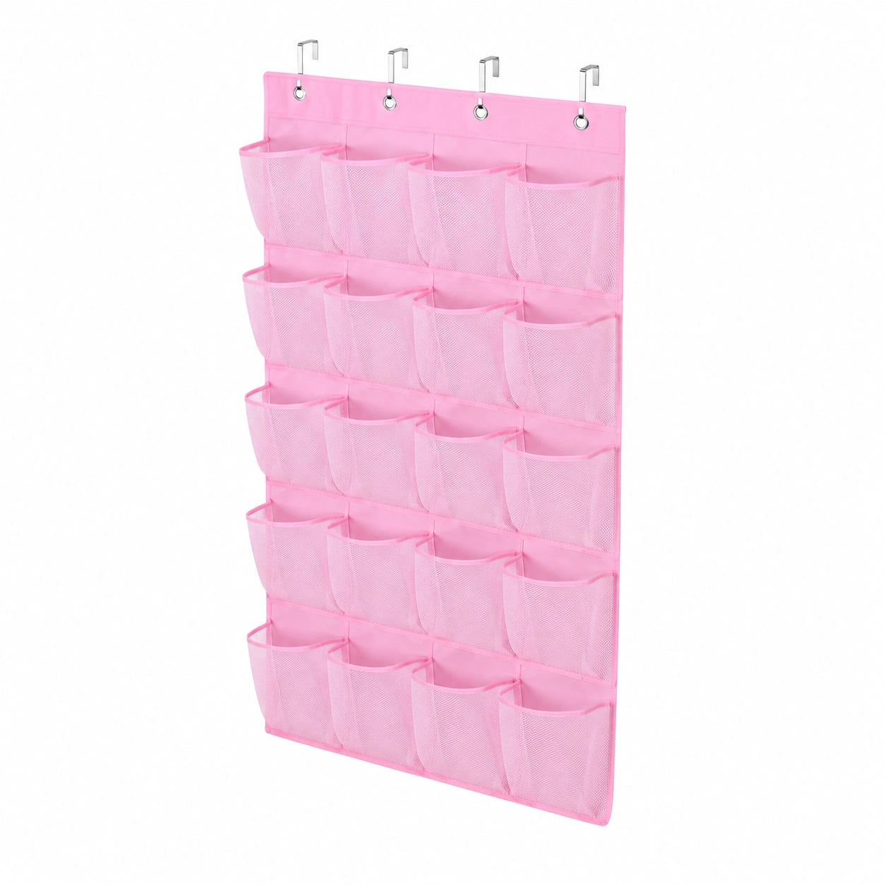 MISSLO Hängender Schuh-Organizer für Kinder, 28 Fächer, Türmontage, Rosa