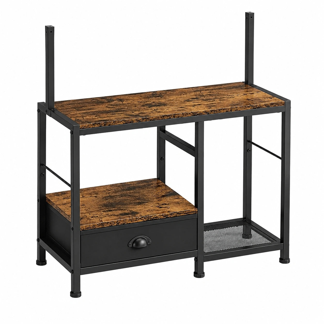 Verstellbarer TV-Ständer für 32-55 Zoll mit Ablage und Schublade, für Wohnzimmer und Schlafzimmer, Braun