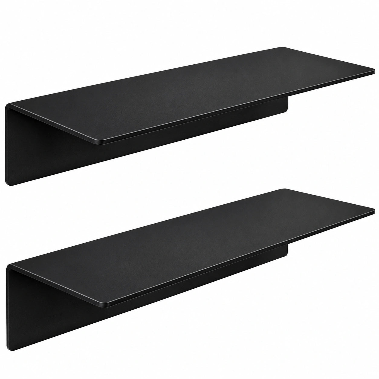 Selbstklebendes Wandregal 30 cm Schwarz für Bad und Küche, Doppelpack