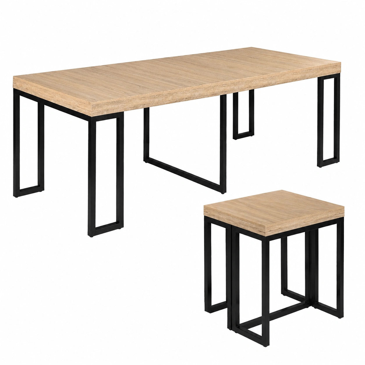 FACILITYS - Erweiterbarer Konsolentisch aus Holz und Metall - Vielseitig für 2 bis 10 Personen - Modernes und stabiles Design - Perfekt für Esszimmer, Wohnzimmer oder Büro