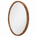 Runder Wandspiegel aus dunkel gebeizter Eiche, 80 cm - Moderner Holzrahmen für Bad, Flur, Wohnzimmer und Schlafzimmer