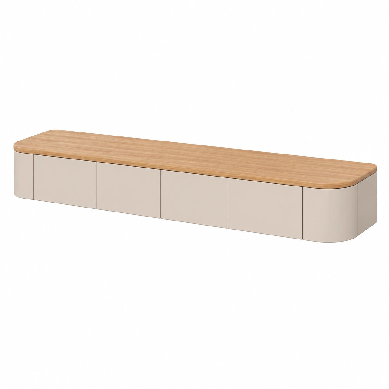 Moderner TV-Schrank mit schwebendem Design, Holz, 220 cm, inkl. LED-Beleuchtung, 4 Fächer