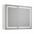 DICTAC LED-Beleuchteter Badezimmerschrank mit Steckdose, Verstellbarem Regal und 3 Spiegeltüren, 100x60x16cm, Weiß