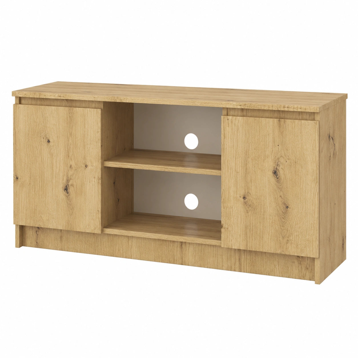 AKORD TV-Kommode K-120 aus Eiche mit Regalfach und Türen, 120 cm breit