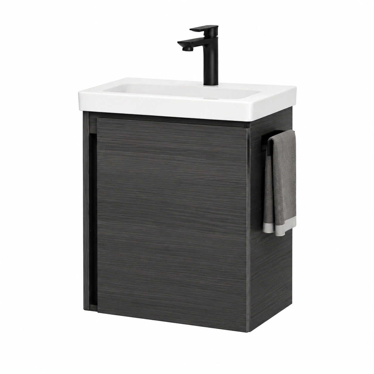 Waschtisch Unterschrank Set 50 cm mit beleuchtetem Badspiegel, hängend, Anthrazit