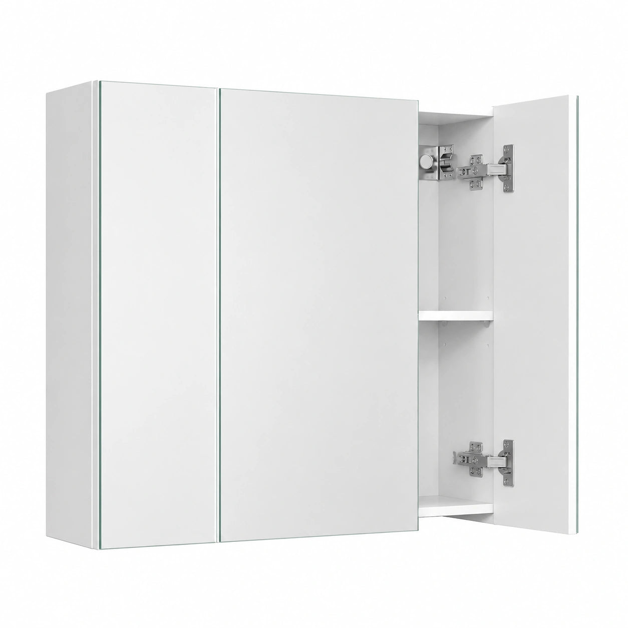 Moderner VASAGLE Badezimmerspiegelschrank, 3-türig, 15x60x55 cm, weiße Farbe, verstellbare Regalböden